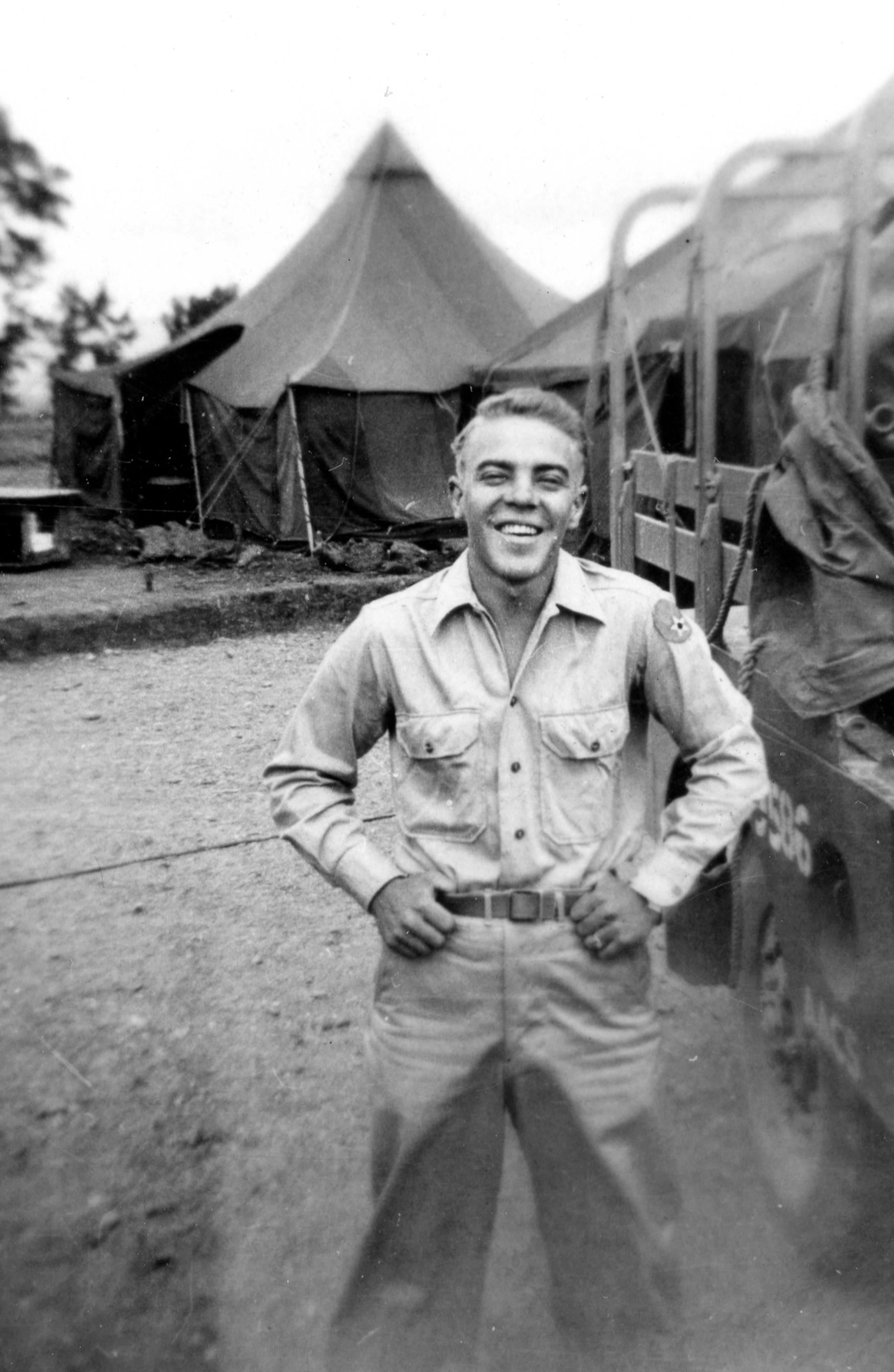 This circa 1945 photo provided by the family shows Dean Carter during his service with the Army Air Corps during World War II. Carter served in India and China as part of a small radar unit. Unlike many of his peers, Carter already had a post-war career plan. Art, especially sculpture, was his destiny. His three years in uniform were just a detour. (AP Photo)