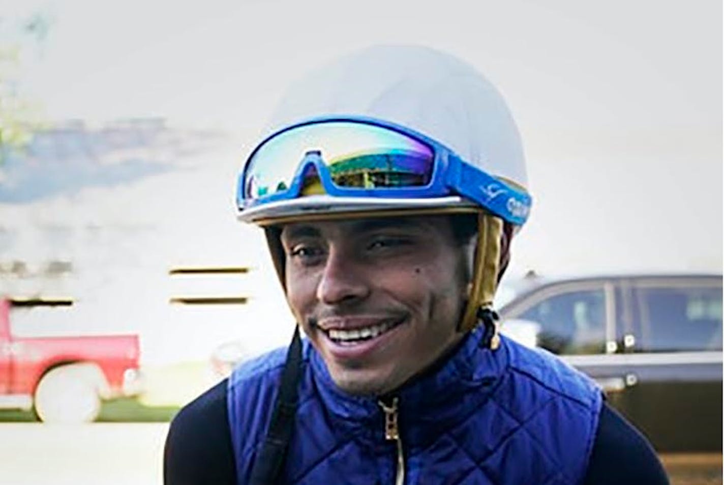 Hall of Famer Scott Stevens, left, is now a jockey agent on the rise, and one of his clients is Harry Hernandez, the hottest thing going at Canterbury Park. (David Joles/Minneapolis Star Tribune/TNS) ORG XMIT: 51174685W