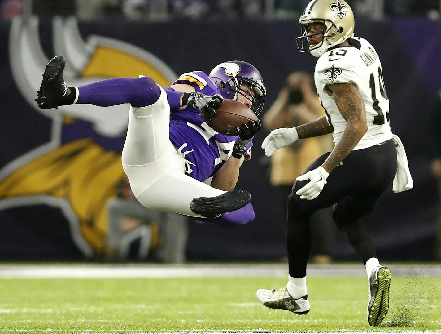 Andrew Sendejo intercepted a pass in the first quarter.