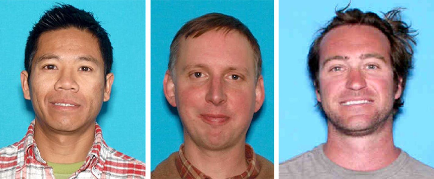 Charged with leading the multistate operation was Tri Trong Nguyen, left. Thomas "C.T." Dispanet, middle, was the alleged primary importer based in Minnesota. Patrick Concannon, right, moved to Colorado from Minnesota two years ago to allegedly work as a grower and packager. (Courtesy Colorado Attorney General's Office)