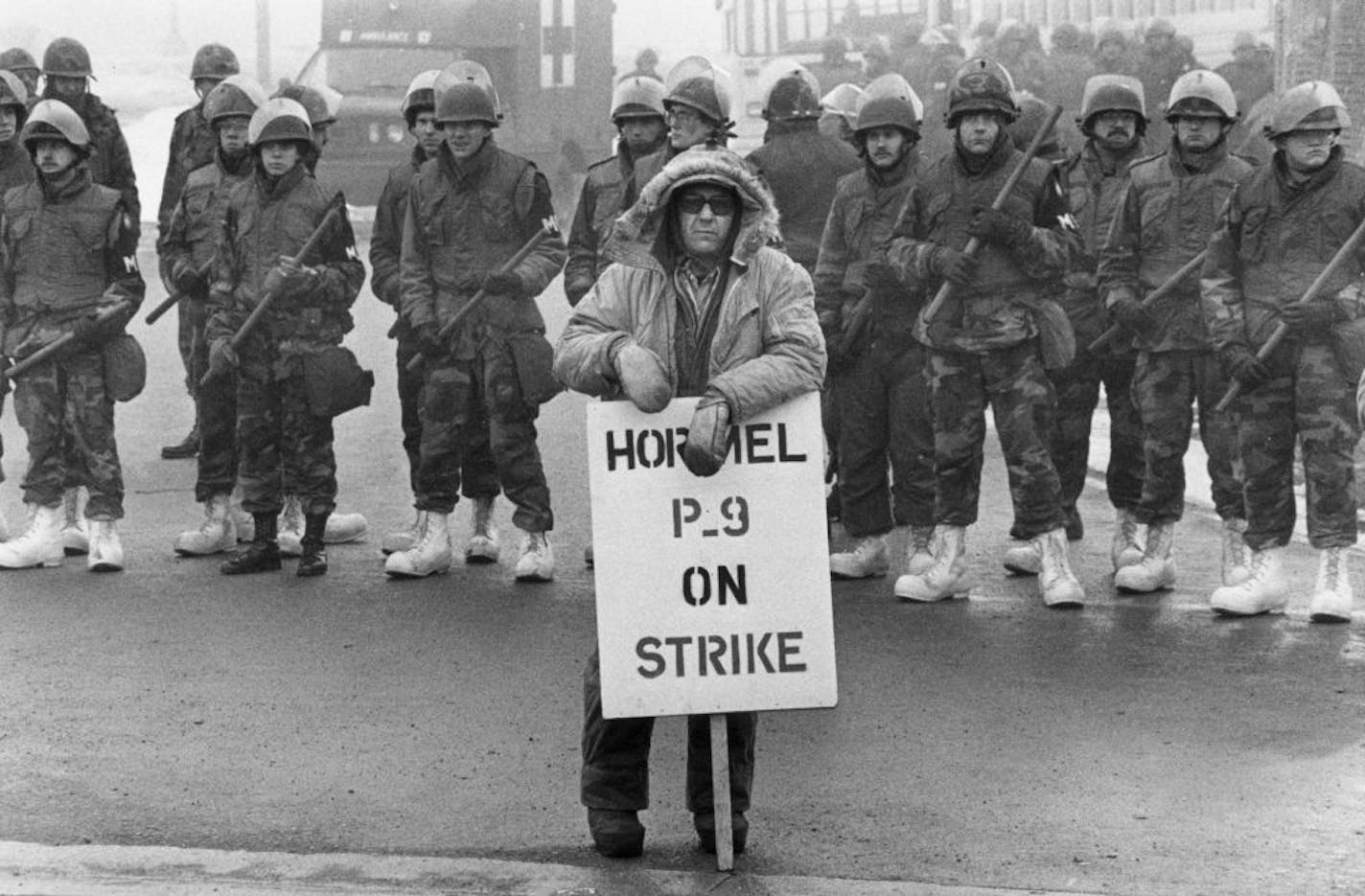 MILLENIUM TIMELINE PHOTOS FROM FILES: -- 1985: The Hormel strike in Austin cost nearly 1,000 meatpackers their jobs. Gov. Rudy Perpich called in the National Guard to keep peace.