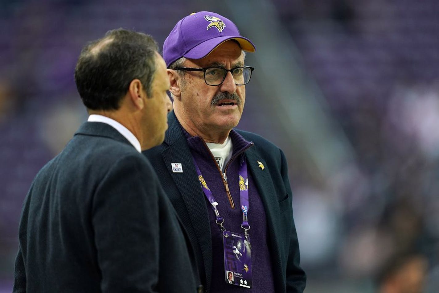 Minnesota Vikings chairman Zygi Wilf, right, with team President Mark Wilf.