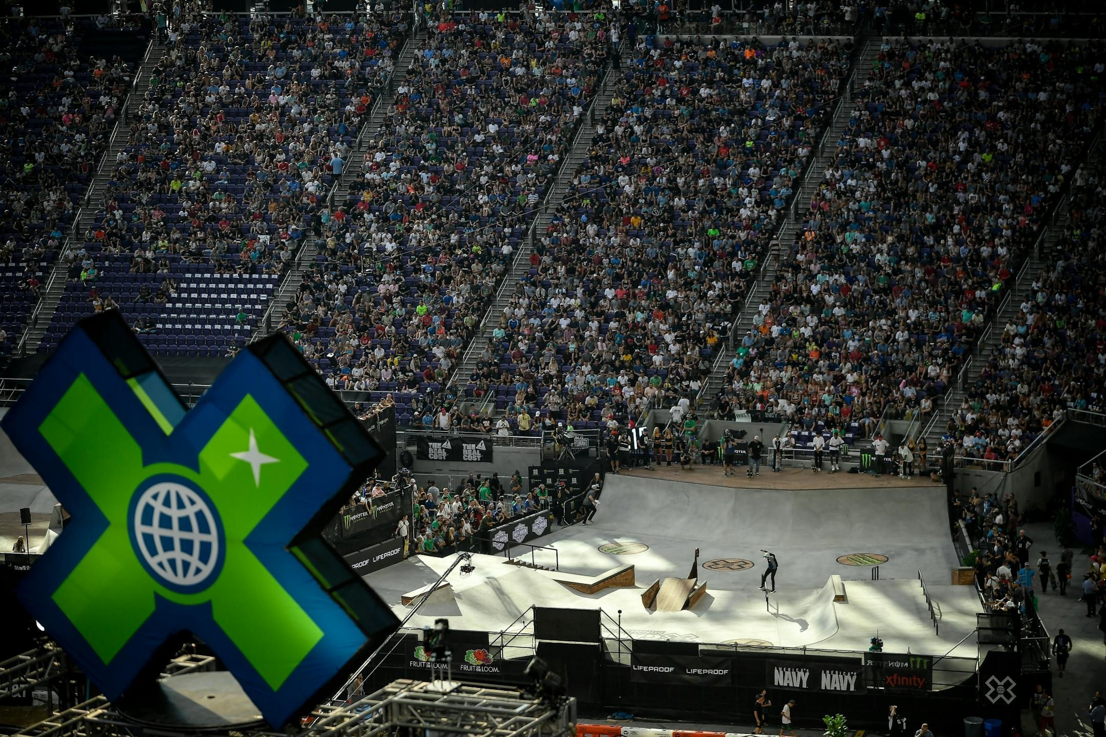 Thousands of fans filled in around the street course to watch the men's finals Saturday night.
