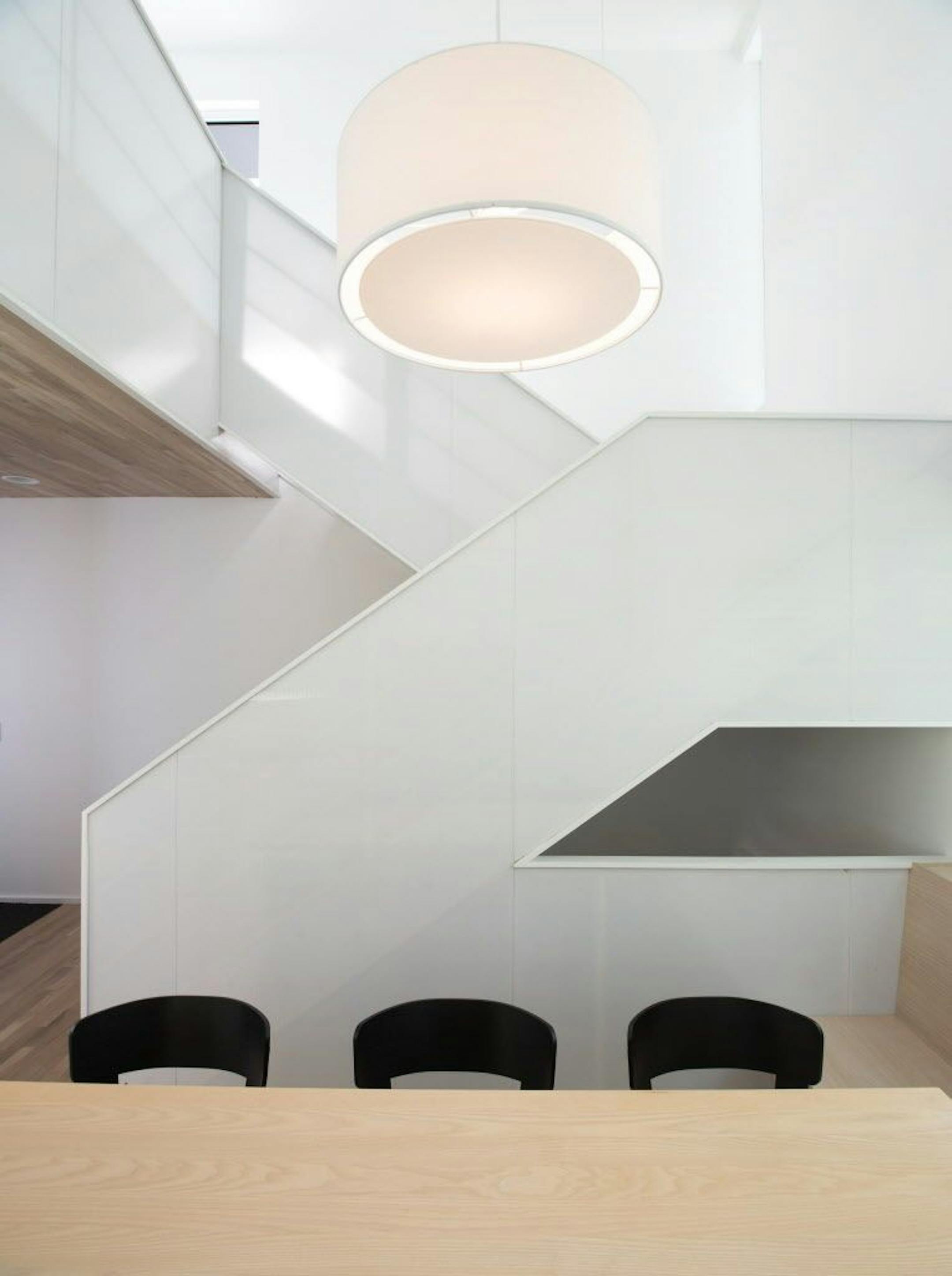 The stairwell is made of polycarbonate.