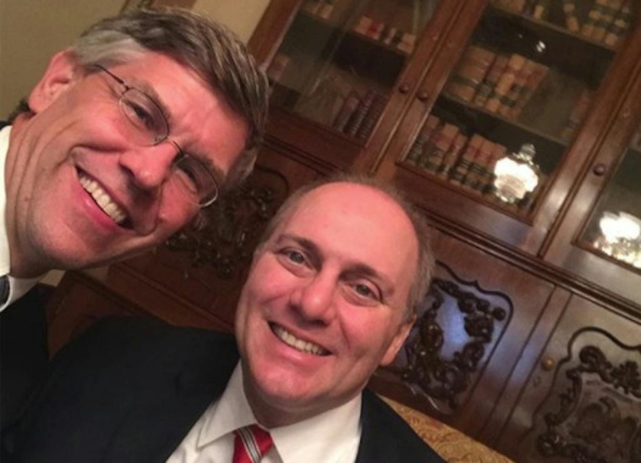 Minnesota Rep. Eric Paulsen posted a selfie of himself and Rep. Steve Scalise to Instagram on Sept. 28, 2017, the day Scalise returned to work after being shot at a congressional baseball practice three months earlier.