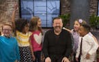 Ricky Gervais with a panel of kids on "Child Support." (ABC/Eric Liebowitz)