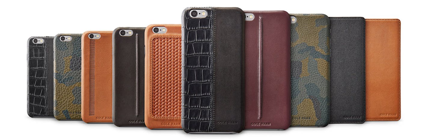 These are pics of the Cole Haan smartphone cases that will be available at Best Buy starting May 31. Best Buy is announcing a partnership with Cole Haan in tech accessories, similar to ones they launched last year with Kate Spade