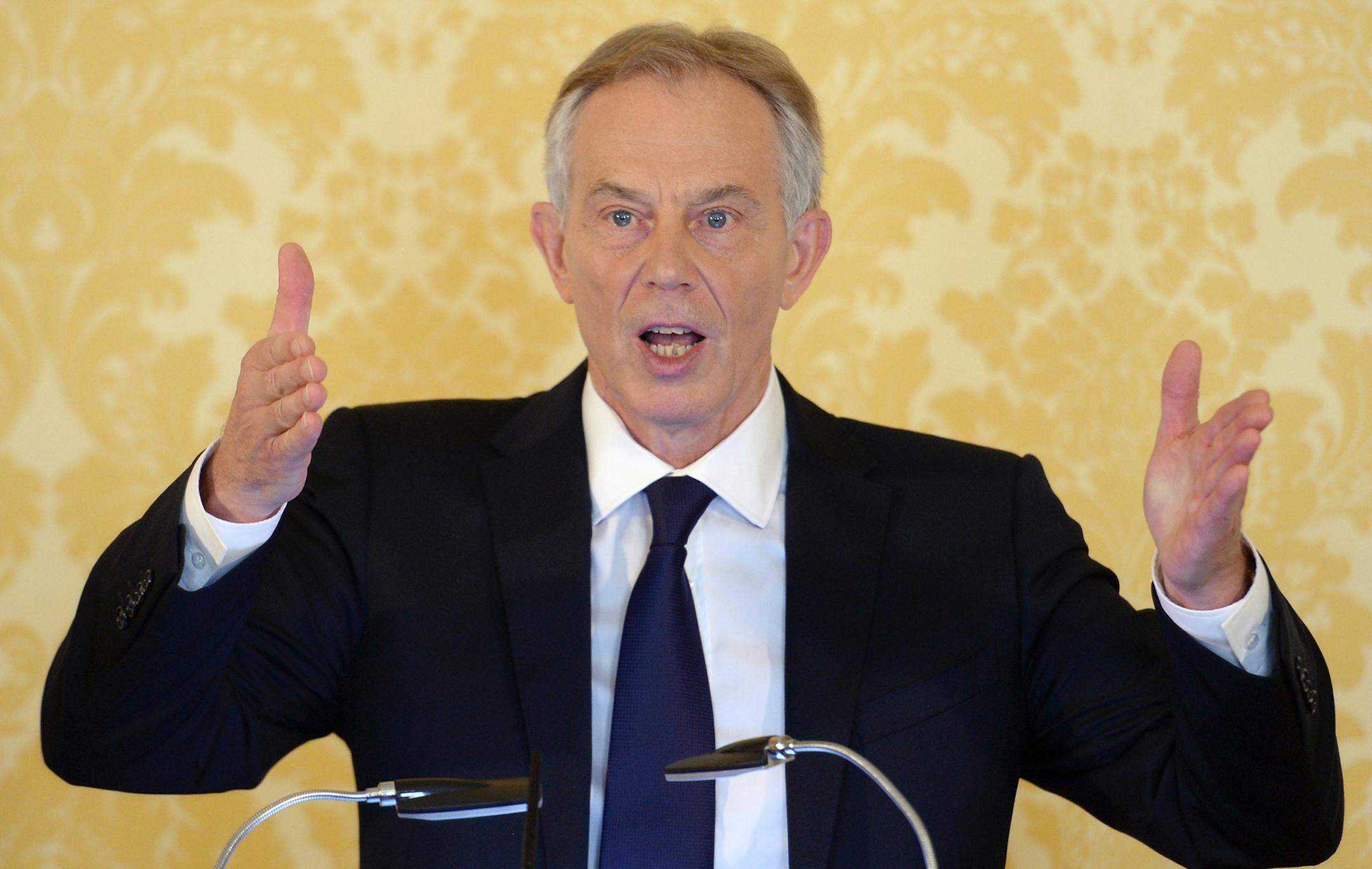 British former Prime Minister tony Blair holds a press conference at Admiralty House, London, after retired civil servant John Chilcot presented The Iraq Inquiry Report on Wednesday, July 6, 2016. Blair said he takes full responsibility for the decision and that the British military and civil service are not to blame for the problems that developed after the U.S.-led invasion of Iraq in 2003. (Stefan Rousseau/Pool via AP) ORG XMIT: MIN2016070711264612
