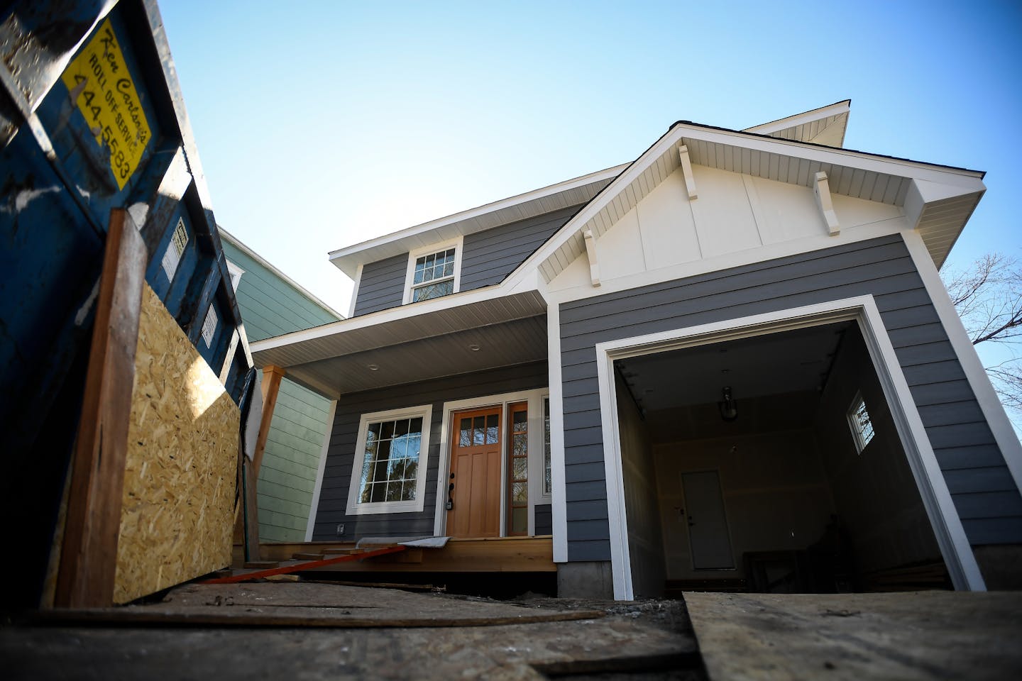 The almost-finished new home up for sale in northeast Minneapolis being sold by realtor and lot owner Chris Harrington. ] AARON LAVINSKY &#x2022; aaron.lavinsky@startribune.com Housing construction -apartments and single-family houses - in the Twin Cities metro soared during March, according to a monthly report from the Builders Association of the Twin Cities. Realtor Chris Harrington showed prospective buyers an almost-finished new home in northeast Minneapolis, a rarity for this part of the ci