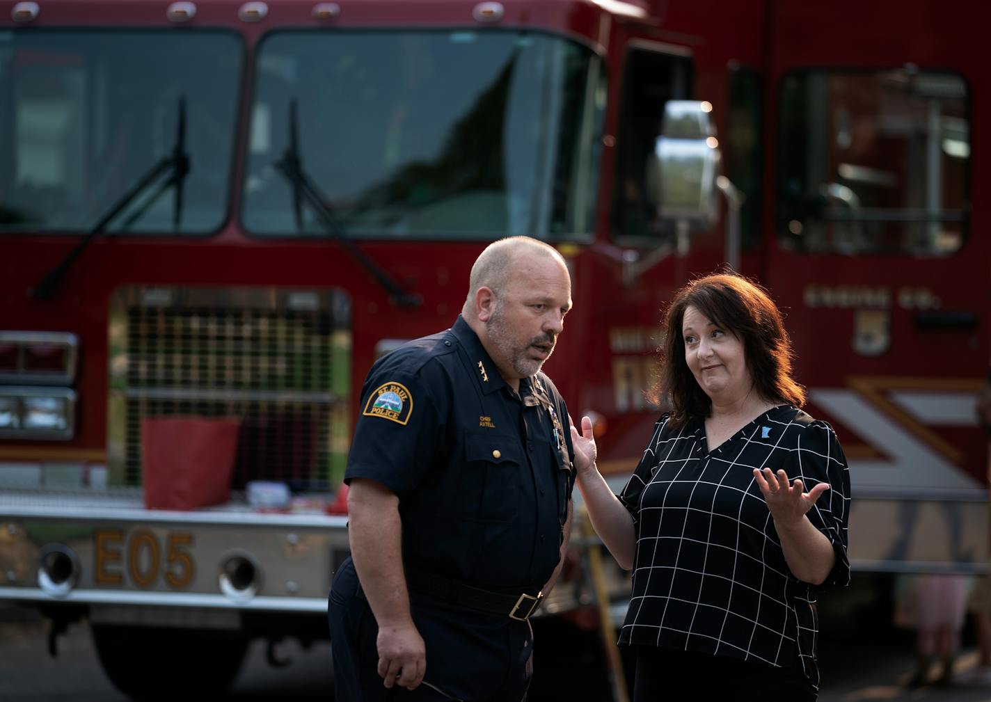 State Auditor Julie Blaha right talked with St. Paul Police Chief Todd Axtell at the House Hope in St. Paul.] Jerry Holt •Jerry.Holt@startribune.com