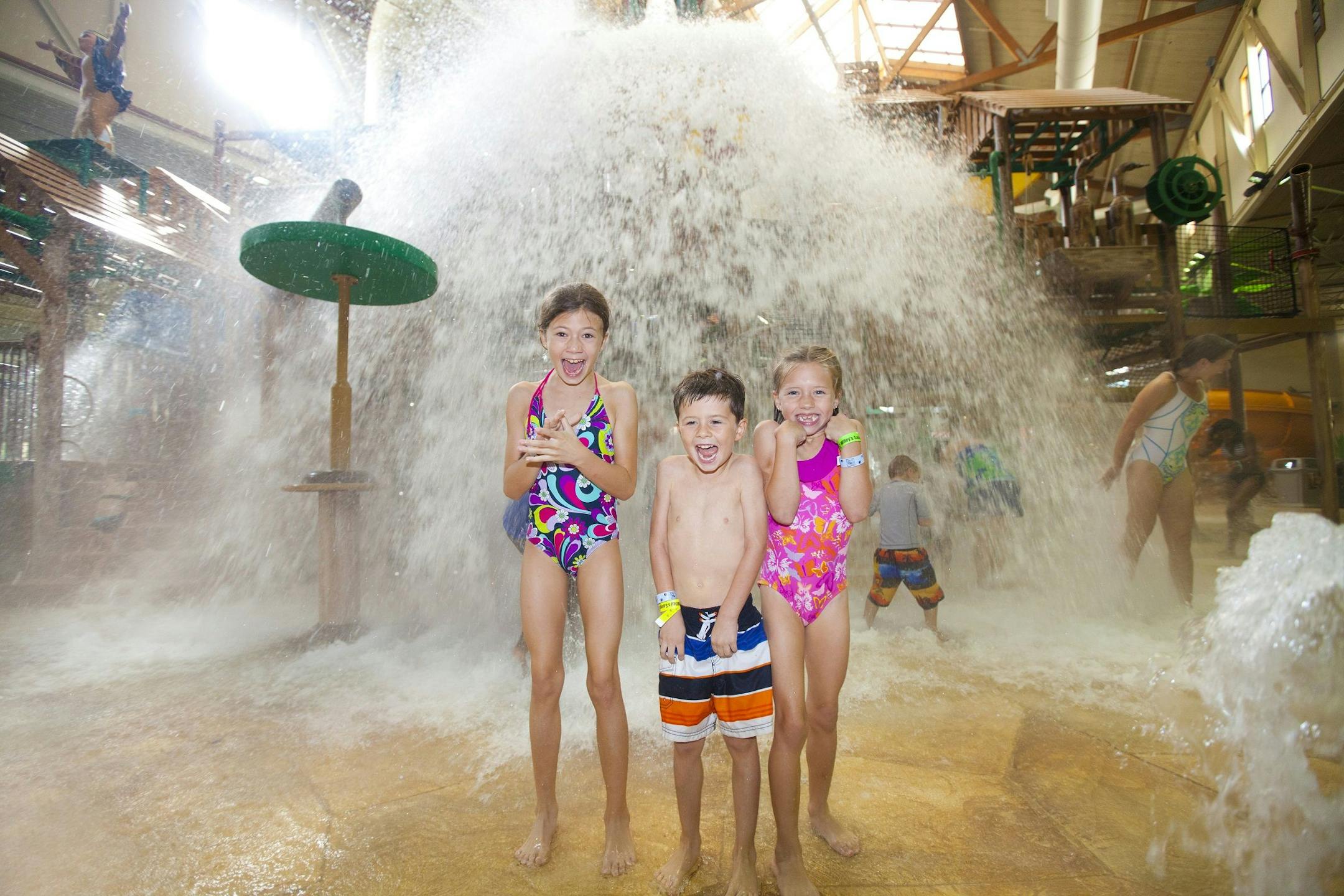 Children enjoy Fort Mackenzie attraction at a Great Wolf resort.