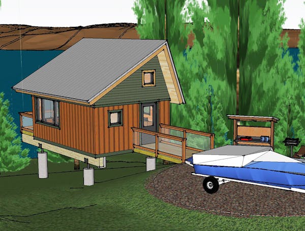 An artist's rendering of one of eight new camper cabins designed for Lake Vermilion-Soudan Underground Mine State Park. The cabins will be bigger than