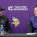 Vikings General Manager Kwesi Adofo-Mensah, and Head Coach Kevin O'Connell address the media a week before the draft at the TCO Performance Center in 