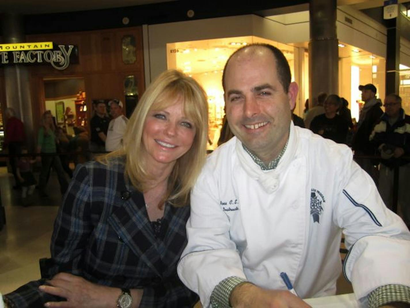 Supermodel Cheryl Tiegs & Chef Jason Ross celebrity judges at Minnesota Month's Local Chef Challenge held over weekend of March 27 at Mall of America.