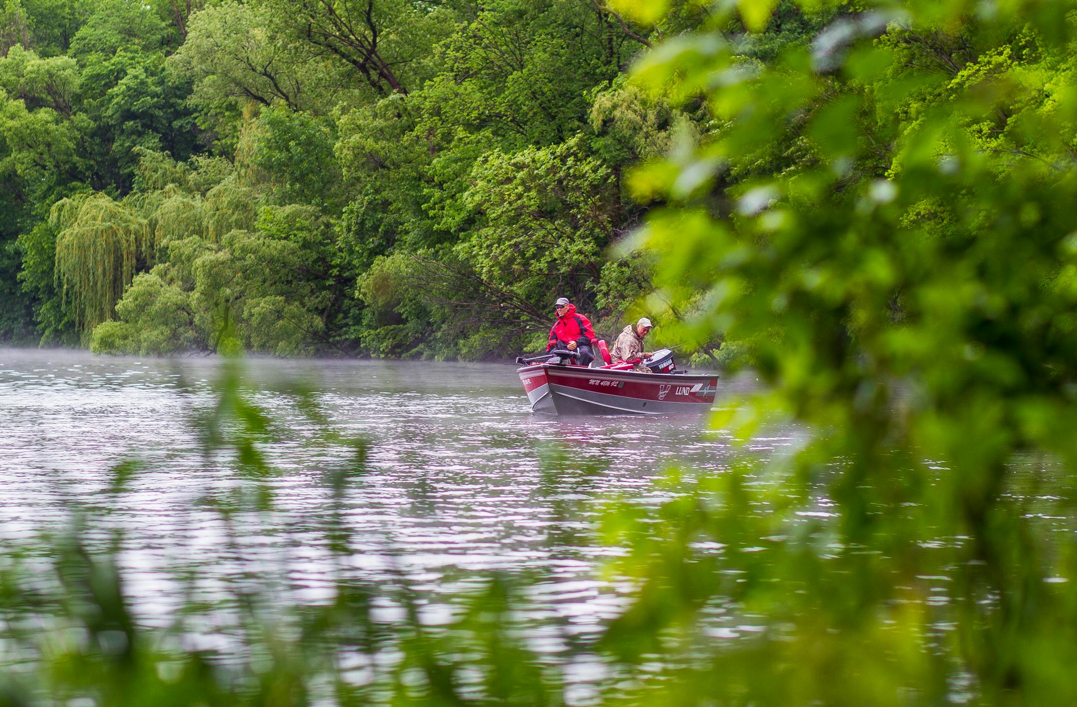 Fishermen try their luck on Cedar Lake near New Prague.