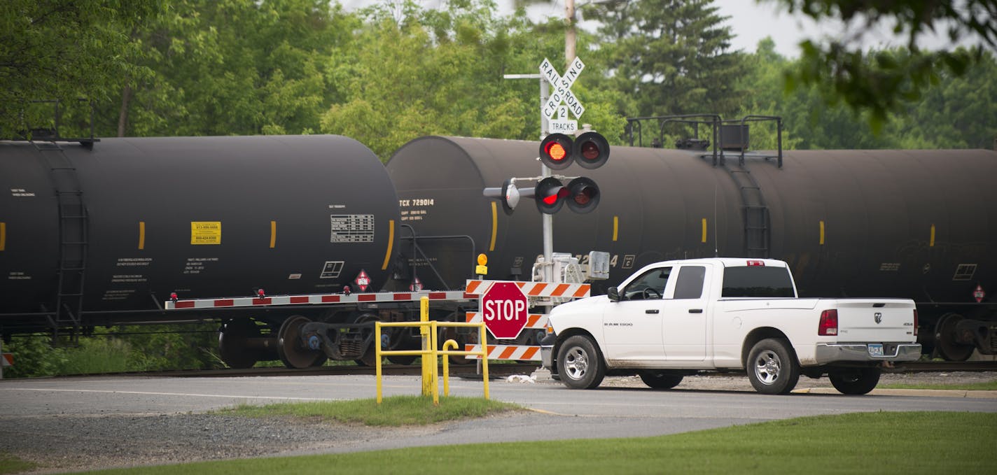 A truck was halted at Spruce Street and Main Street in Ranier as a long train passed through town. ] Aaron Lavinsky &#x2022; aaron.lavinsky@startribune.com Global trade versus tiny Minnesota town. Global trade wins. Way too many trains (a 100 percent increase in traffic over the past five years) are traveling through tiny Ranier, Minn. We meet with Ranier locals who are upset with trains going in and out of Canada and interrupting the town in the process. ORG XMIT: MIN1506122059581204