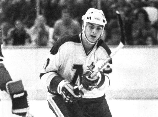 Tom McCarthy is shown during a 1984 game with the North Stars.
