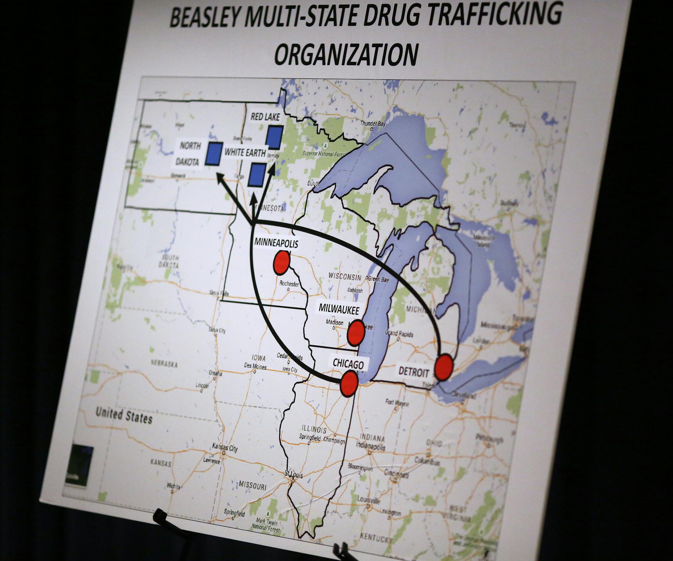 US Attorney Andrew M. Luger announced the indictment of a multi-state heroin trafficking conspiracy Thursday May 28, 2015 in Minneapolis, MN.] Forty-one defendants led by Omar Beasley were charged with conspiracy to traffic heroin and prescription opioids to upper Midwest Indian Reservations. Jerry Holt/ Jerry.Holt@Startribune.com