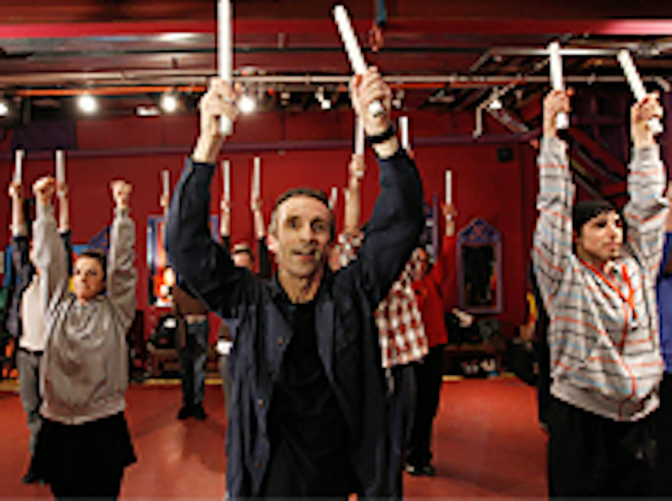 Joe Chvala, center, practiced with his Flying Foot Forum troupe
