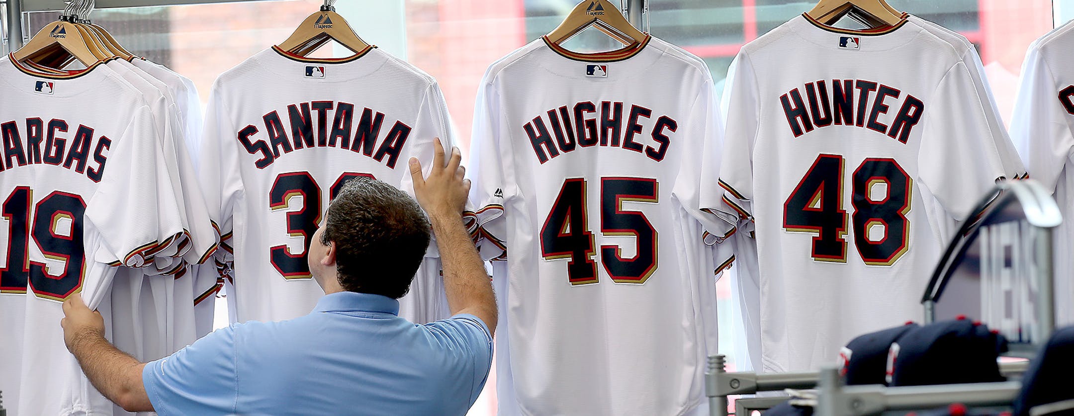 John Cwodzinski, who works at the Twins&#x2019; Target Field store, checked through the stock of jerseys in preparation for Friday&#x2019;s game against Milwaukee.