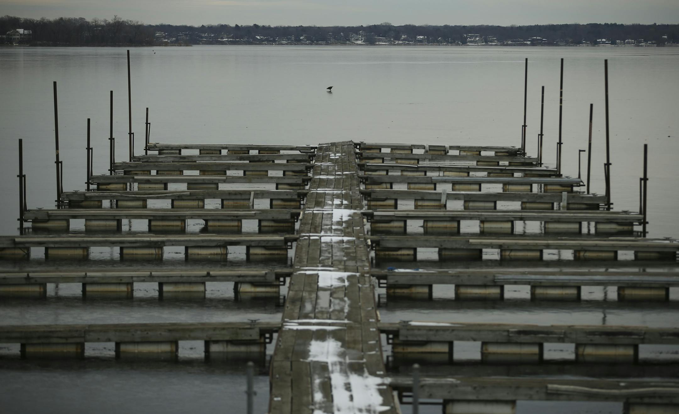 White Bear Lake Sunday afternoon. ] JEFF WHEELER ï jeff.wheeler@startribune.com Astonishing amounts of water from troubled White Bear Lake are being sucked up into the air in November each year, confounding scientists who had always assumed that evaporation peaks in the summer. White Bear Lake from the shore Sunday afternoon, November 29, 2015.