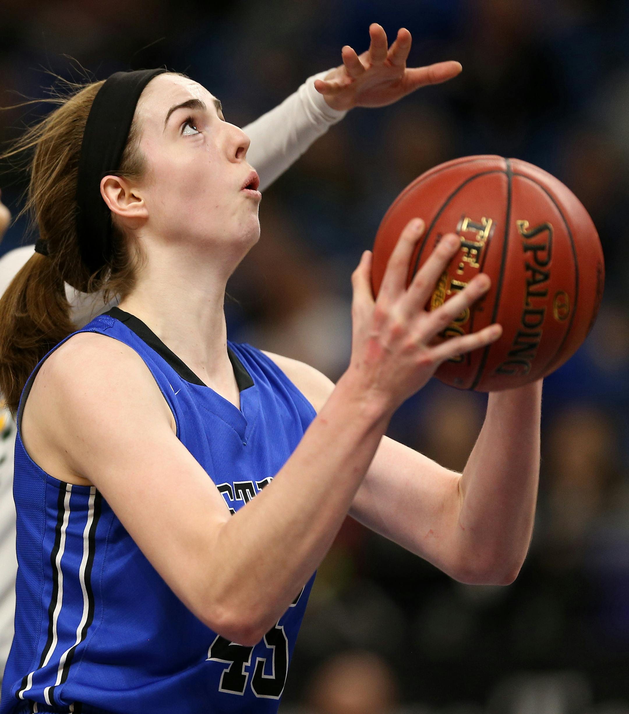 Eastview's Megan Walstad (45) drove to the basket in overtime. ] ANTHONY SOUFFLE ï anthony.souffle@startribune.com Players competed during the girls' basketball state tournament Class 4A quarterfinal games Tuesday, March 14, 2017 at the Target Center in Minneapolis.