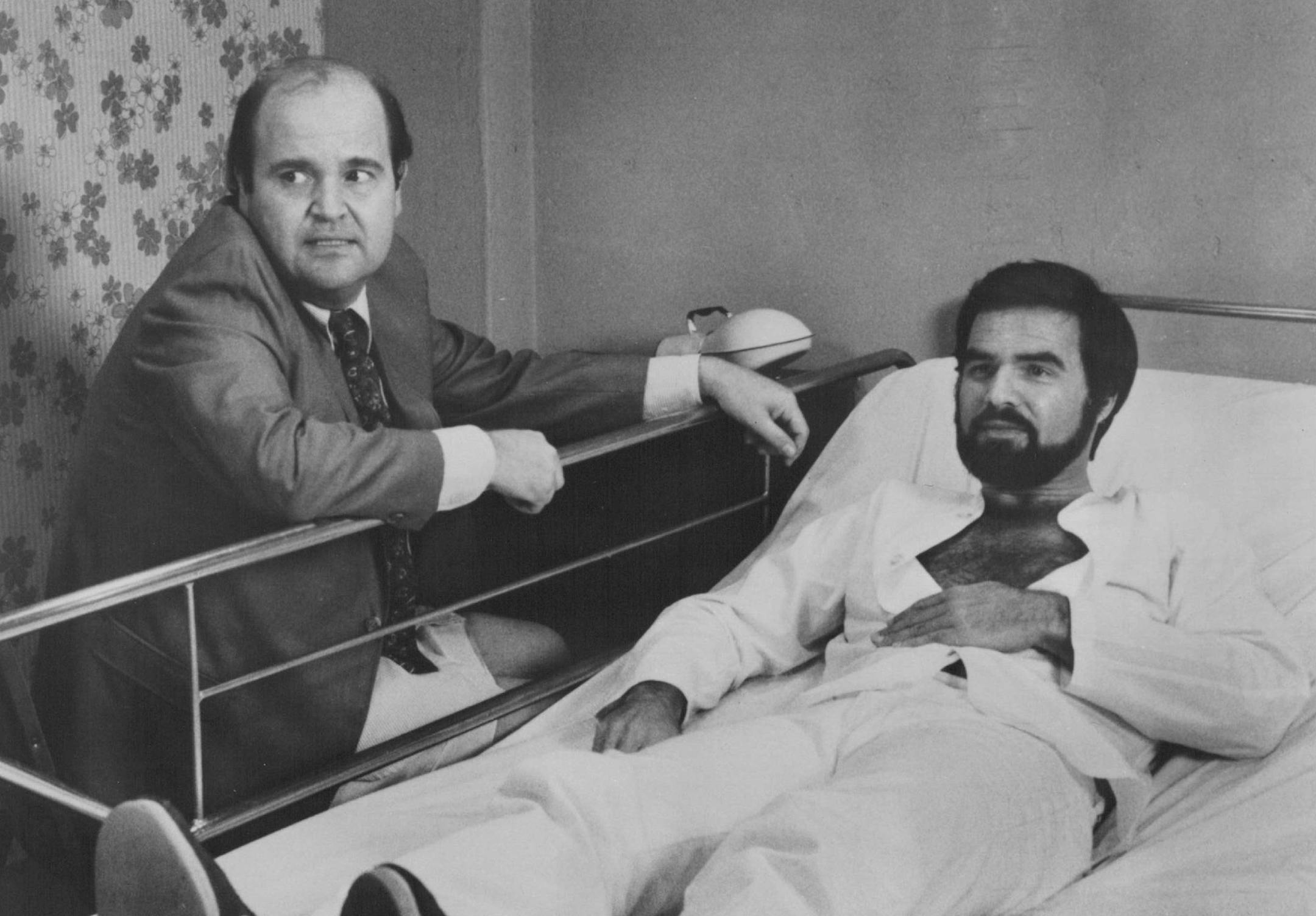 June 7, 1978 Sweet but nutty Marlon Borunki (Dom De Luise) is the first visitor Sonny Lawson (Burt Reynolds) sees when he wakes up in a hospital bed in "The End," a United Artists release.