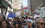 Climate change activists participate in an environmental demonstration as part of a global youth-led day of action, Friday Sept. 20, 2019, in New York
