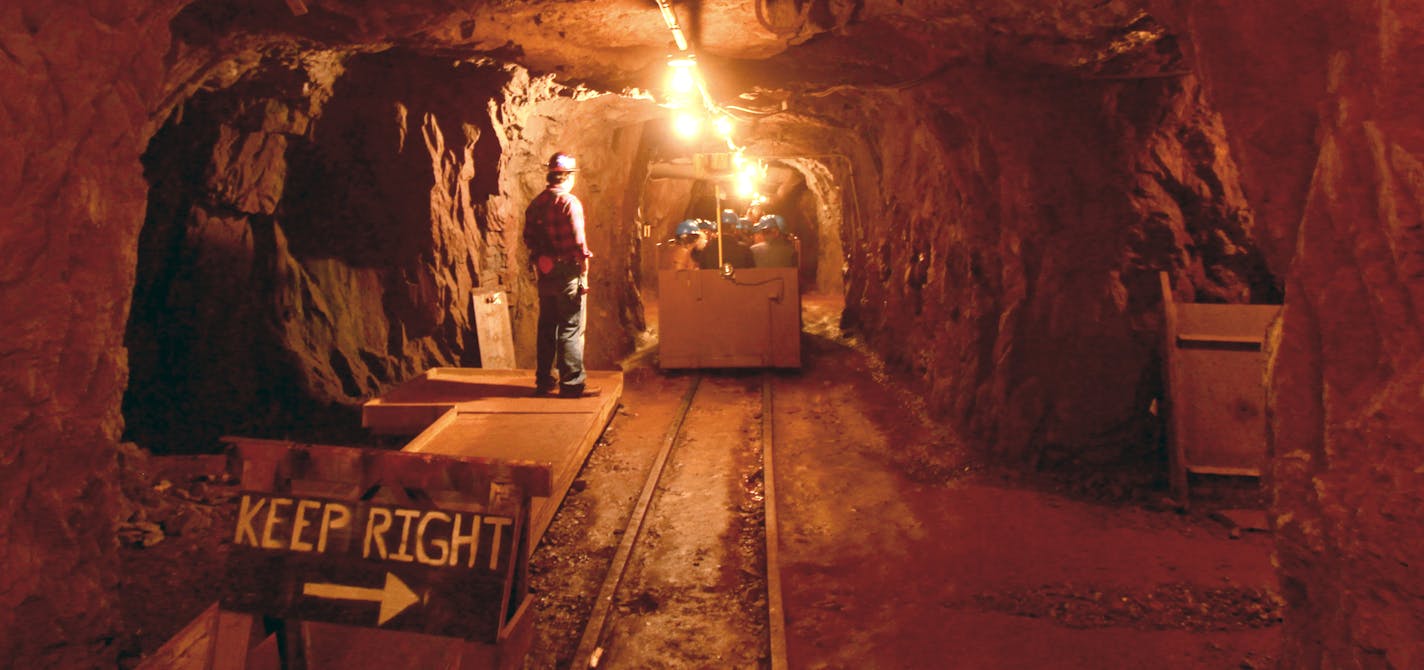 A train brings visitors 3/4 mile into a tunnel at Soudan Underground Mine State Park in northern Minnesota.