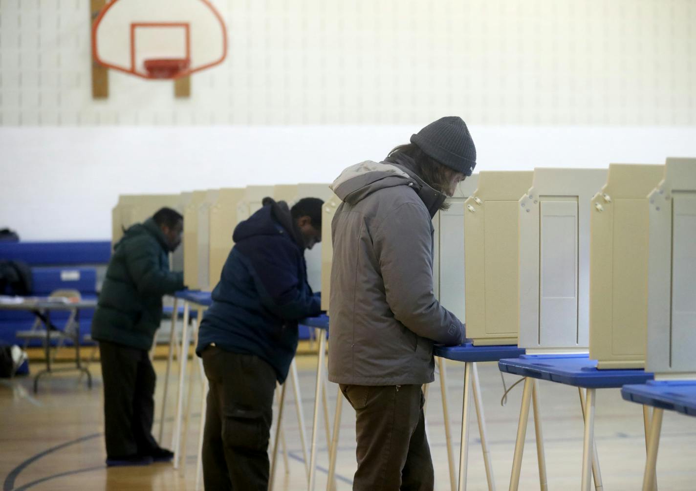 Voters at the Brian Coyle Center in Minneapolis on Election Day 2017.