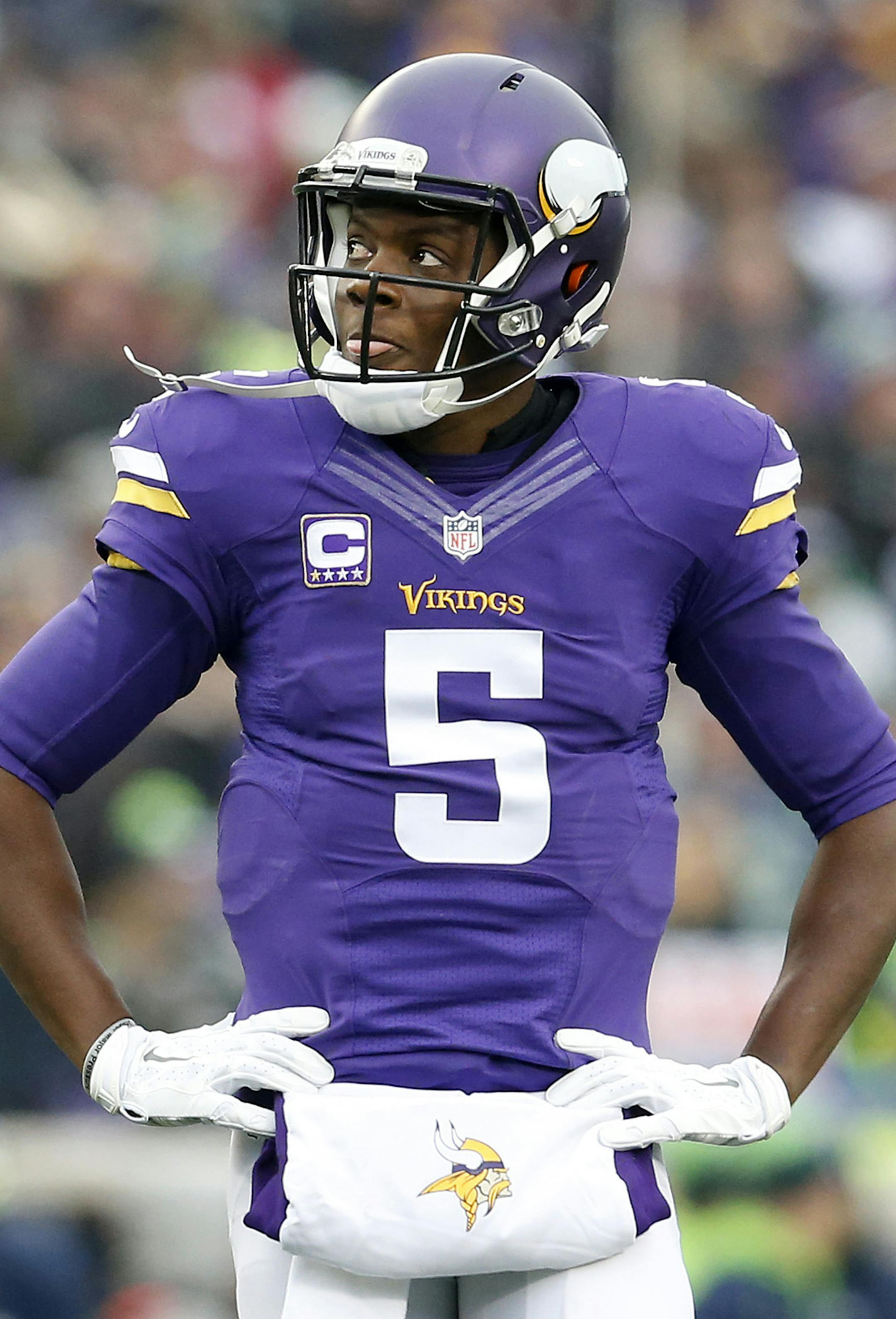 Minnesota Vikings quarterback Teddy Bridgewater (5). ] CARLOS GONZALEZ ï cgonzalez@startribune.com - December 6, 2015, Minneapolis, MN, TCF Bank Stadium, NFL, Minnesota Vikings vs. Seattle Seahawks