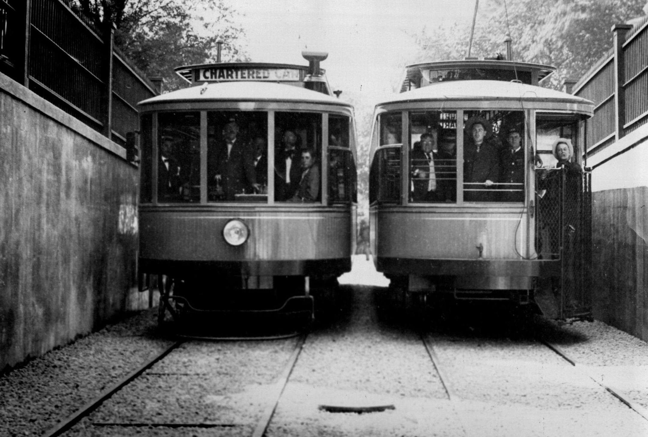 October 16, 1958 Twin City Rapid Transit Co. First Streetcars into Selby Tunnel, St. Paul, Sept. 1907 October 17, 1958 ORG XMIT: MIN2015021112441887