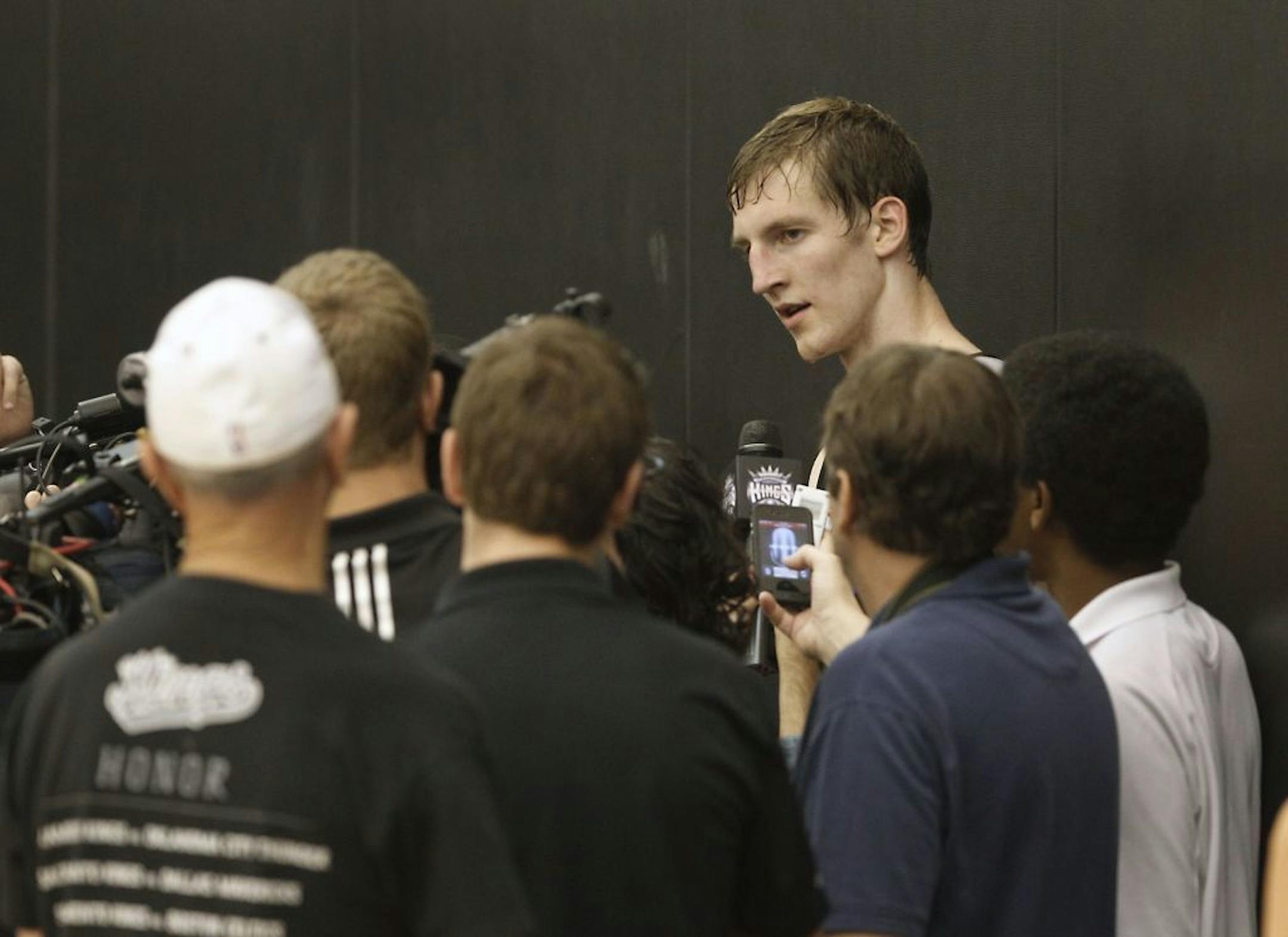 Indiana forward Cody Zeller talks to reporters after a predraft basketball workout in Sacramento, Calif., Thursday, June 13, 2013. Zeller, who is leaving Indiana after his sophomore year, is expected to be one of the top picks in the upcoming NBA draft.