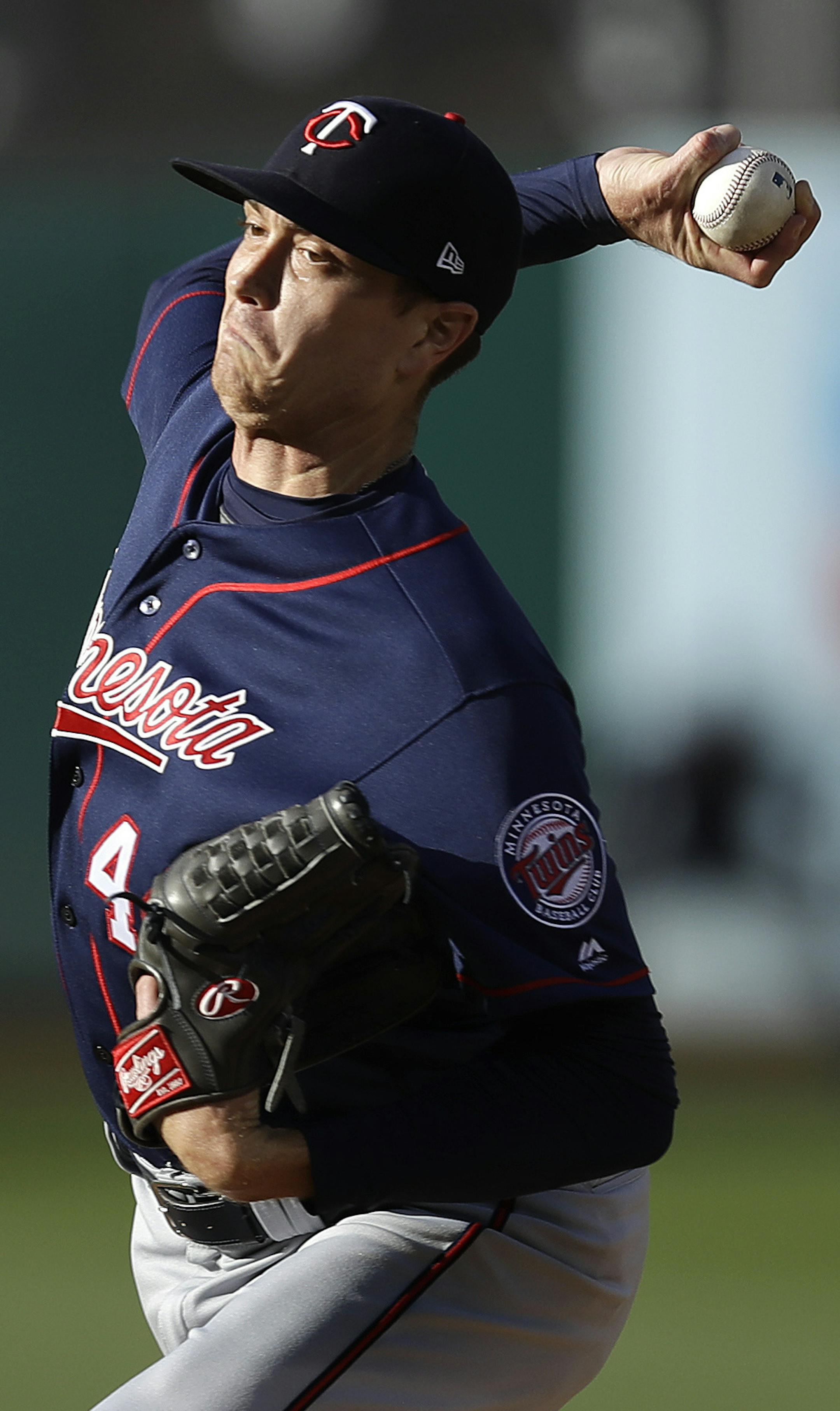 Minnesota Twins pitcher Kyle Gibson works against the Oakland Athletics in the first inning of a baseball game Wednesday, July 3, 2019, in Oakland, Calif. (AP Photo/Ben Margot)