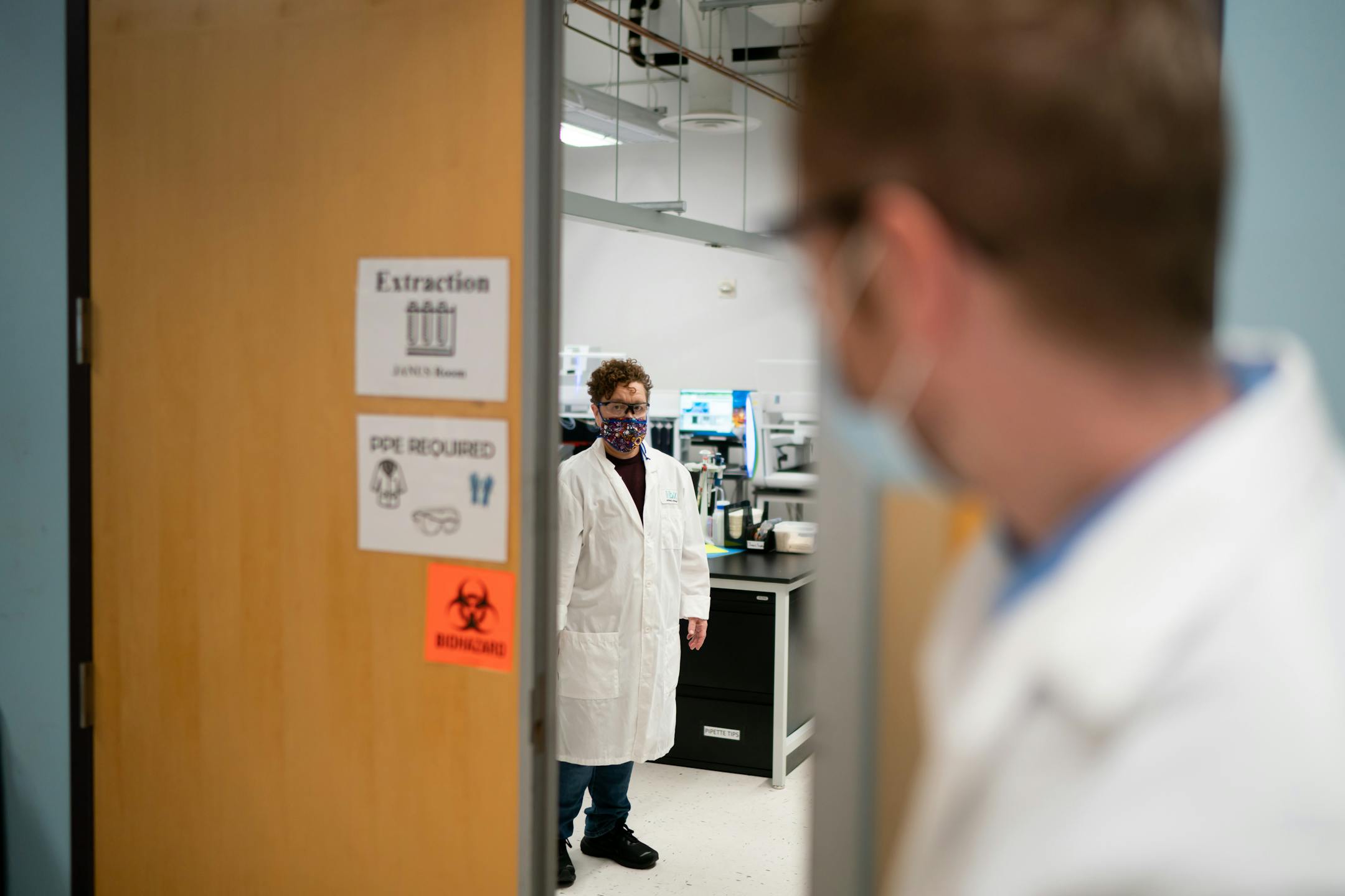 IBX lab manager Jennie Ward and lab supervisor Dave Jovanovic in the extraction area.