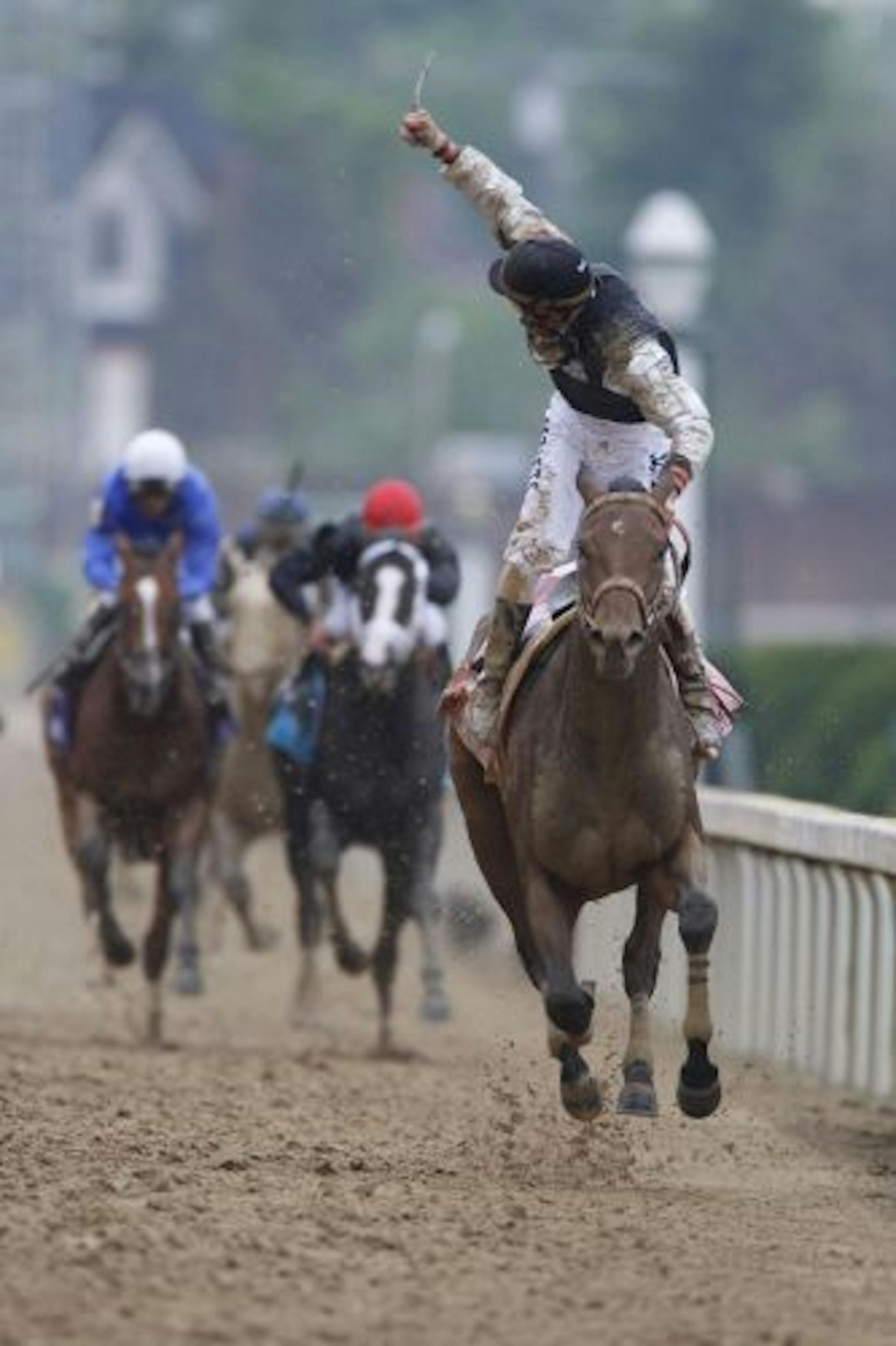 Calvin Borel riding Mine That Bird wins the 135th running of the Kentucky Derby at Churchill Downs in Louisville, Kentucky, on Saturday, May 2, 2009.
