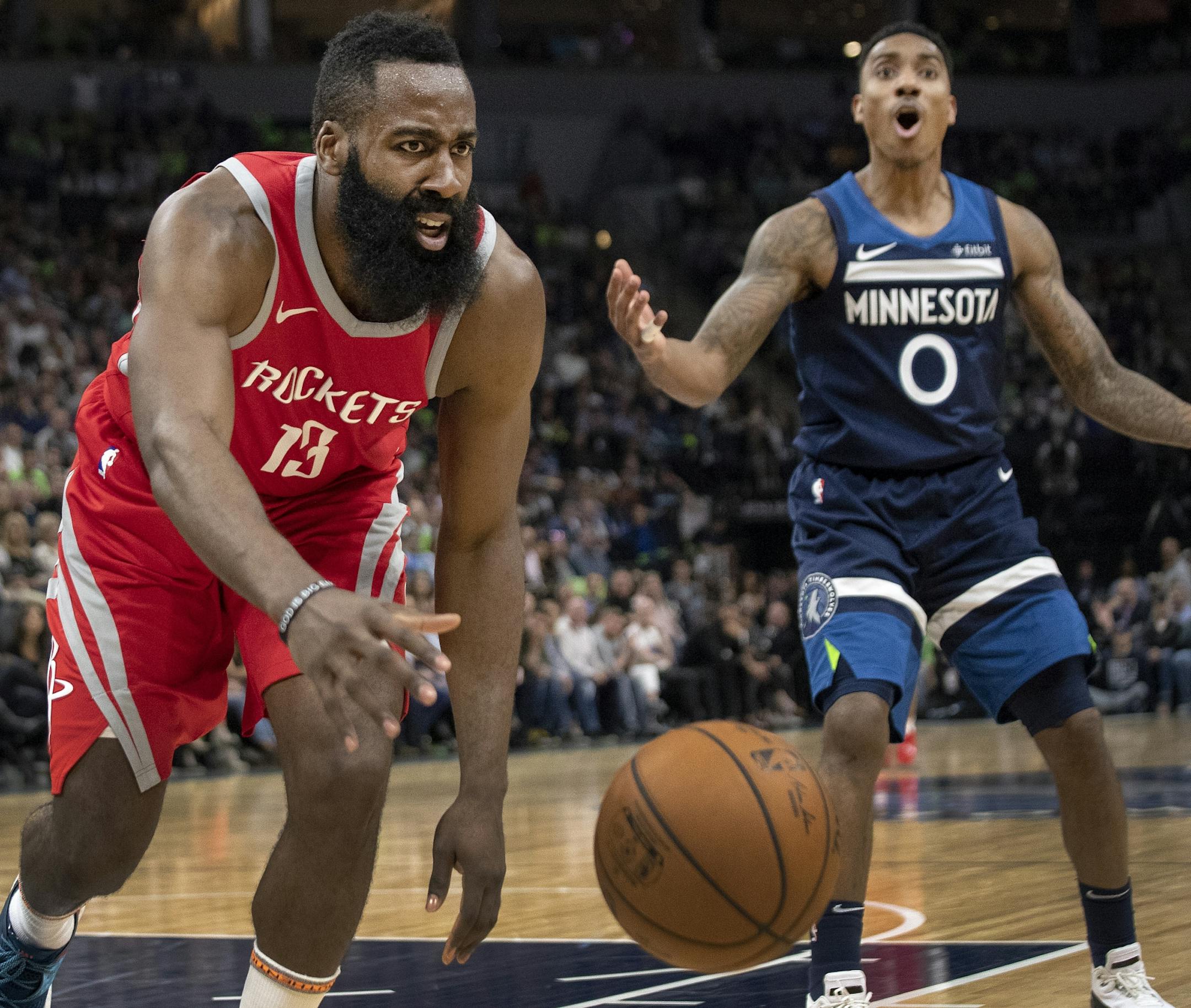 James Harden (13) was fouled in the third quarter.