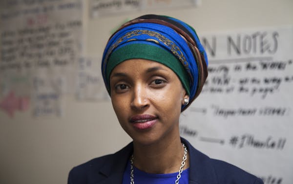 Ilhan Omar posed for a portrait at her Cedar-Riverside campaign headquarters Wednesday, Aug. 10, 2016 ] Mark Vancleave - mark.vancleave@startribune.co