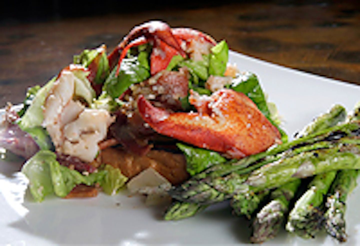 The lunch menu's decadent open-faced lobster BLT.