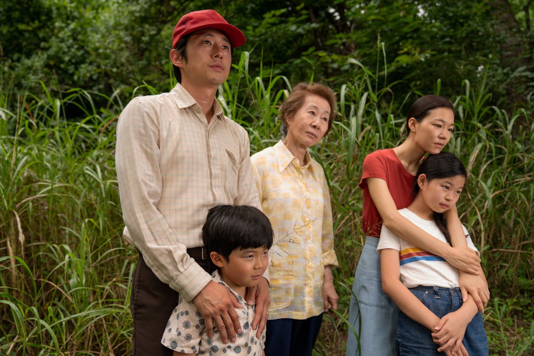 From left, Steven Yeun, Alan Kim, Yuh-Jung Youn, Yeri Han and Noel Cho in 'Minari.'