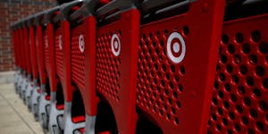 In this file image, the Target logo is displayed on shopping carts outside of Target store in California.