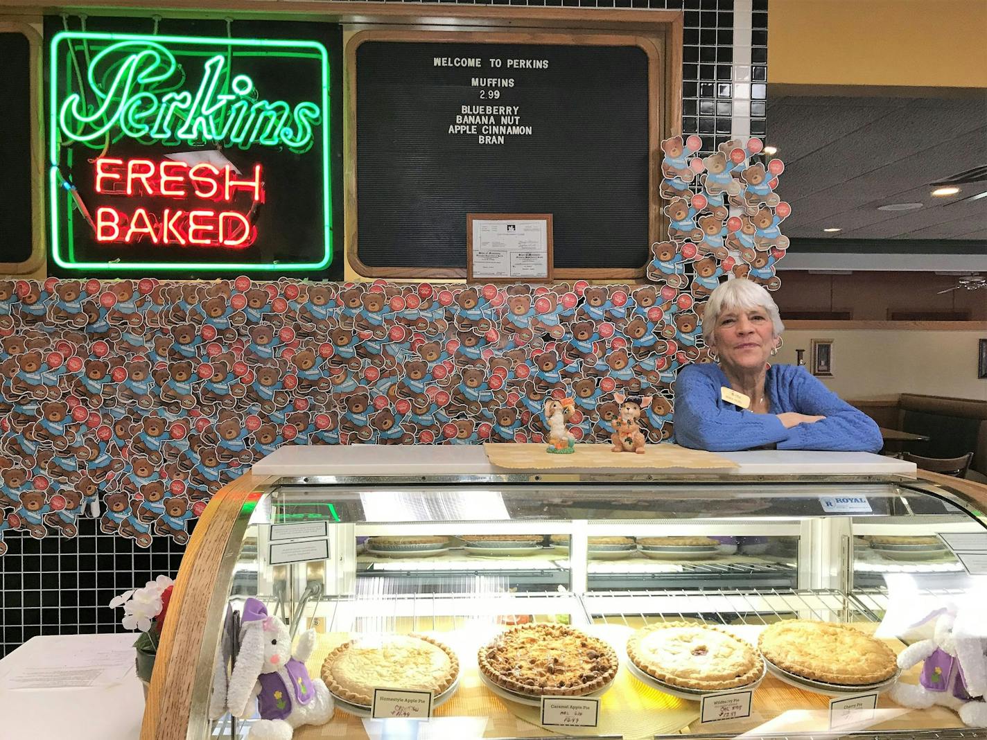 Debra Pedro started at this Maplewood Perkins as a waitress on the graveyard shift. After years of hard work, she took over as franchise owner. Now, she's struggling to stay in business, hoping her regulars will stop by for takeout. Photo credit: Jacqueline Hanson