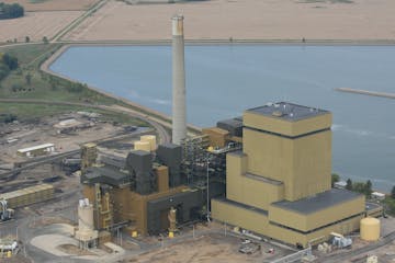 The coal-fired Big Stone power plant rises on the prairie in South Dakota, just across the border from Ortonville, Minn. It is co-ownd by Otter Tail P