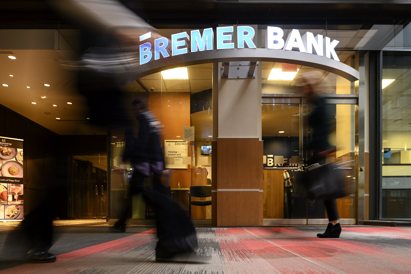 The Bremer Bank branch at the IDS Center Thursday. ] Aaron Lavinsky • aaron.lavinsky@startribune.com At the heart of the Bremer dispute is a disagreement over what Otto Bremer imagined the future would be. We photograph the Bremer Bank branch at the IDS Center on Thursday, Nov. 21, 2019 in Minneapolis, Minn.