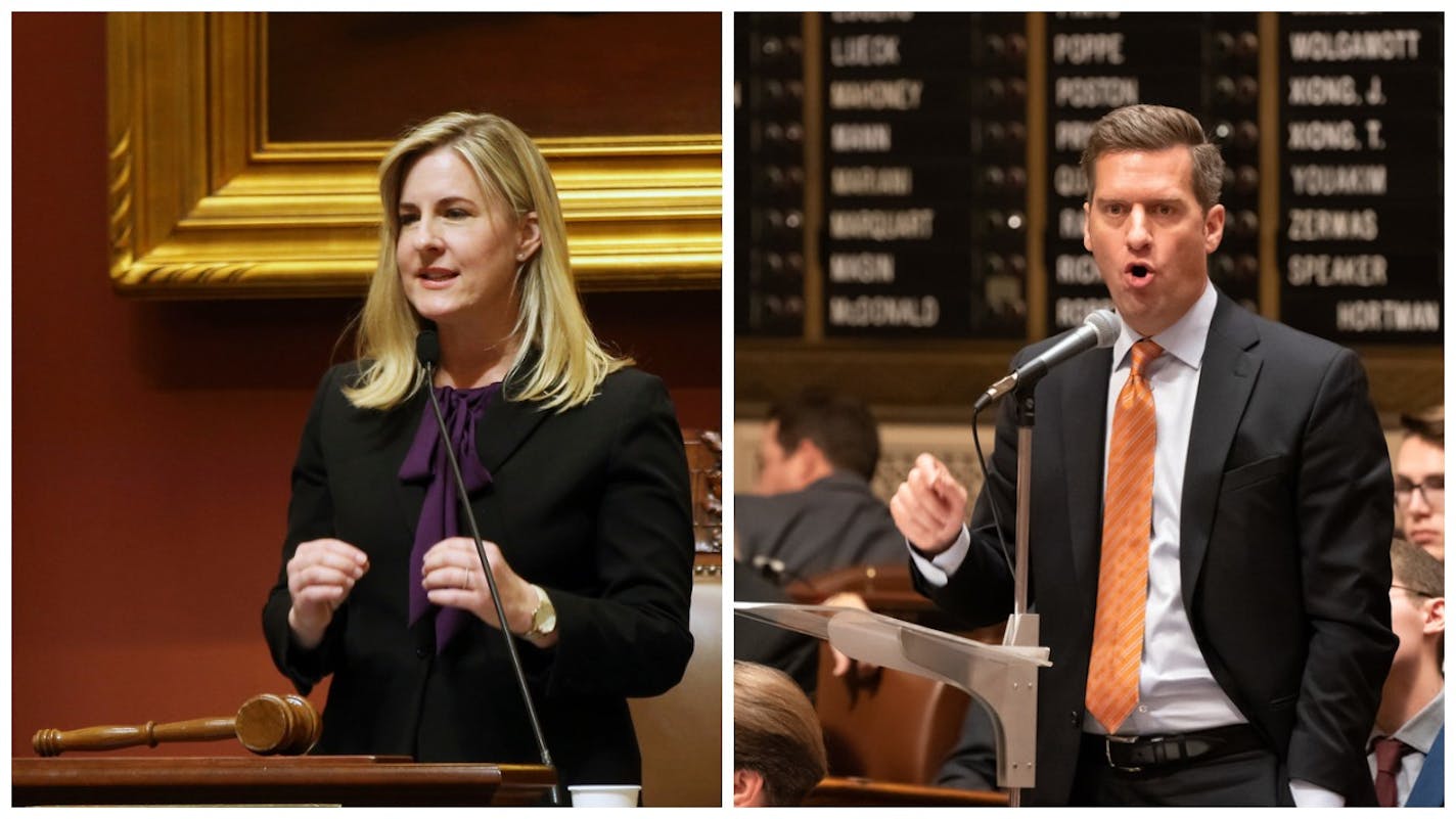 Minnesota House Speaker Melissa Hortman, DFL-Brooklyn Park, and House Minority Leader Kurt Daudt, R-Crown.