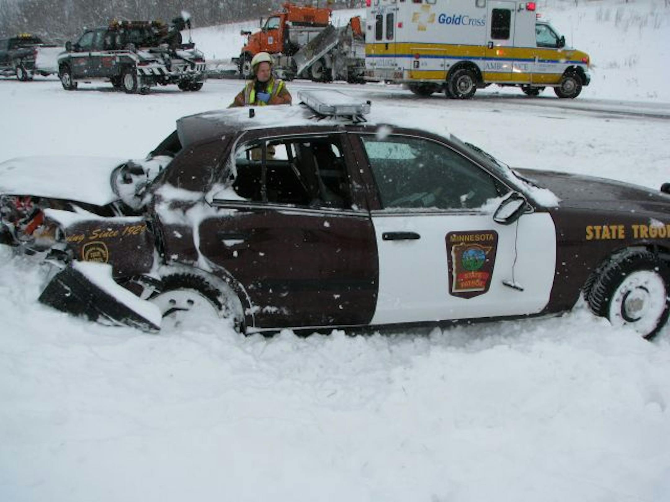 State Patrol squad car crash.