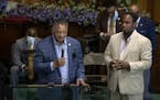 The Rev. Jesse L. Jackson, left, and his son met with faith leaders to send a message of solidarity and demand justice in the death of George Floyd at