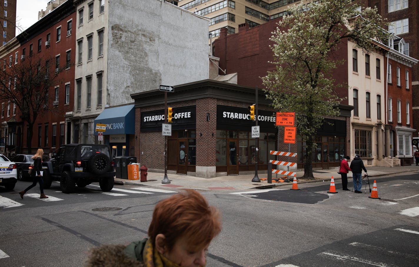 The Starbucks in Philadelphia where two African-American men were arrested last week, April 17, 2018. The incident and days of outrage that followed has led Starbucks to close more than 8,000 stores in the United States on May 29 for racial-bias training, it announced on April 17. (Benjamin Norman/The New York Times)