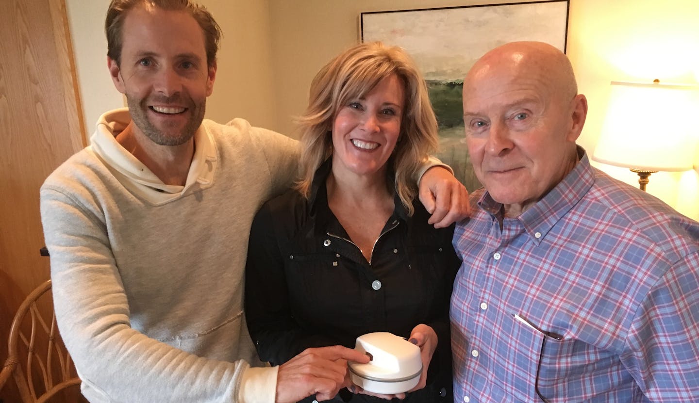 T.J., Melanie and Tom McMullen with the ClipDifferent, a "startup" business that debuted this fall that Tom McMullen, 76, started working on in his kitchen nearly 35 years ago. Photo:Neal.St.Anthony@startribune.com