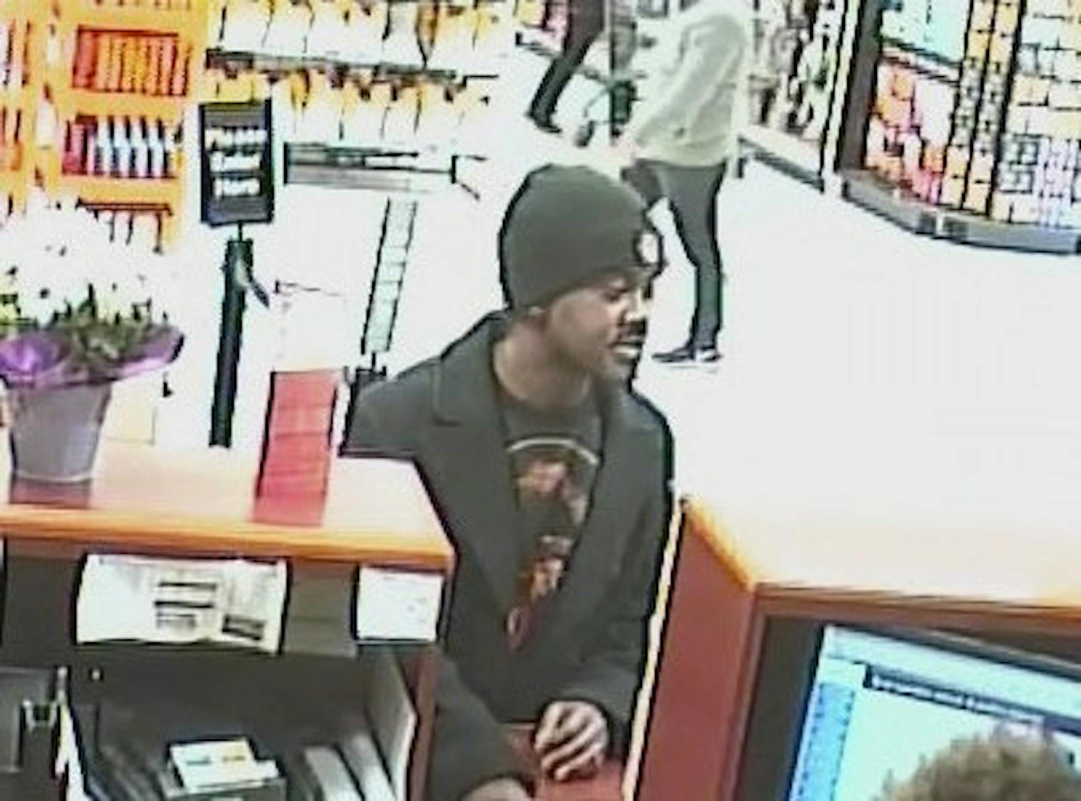 This surveillance image shows the bank robber.